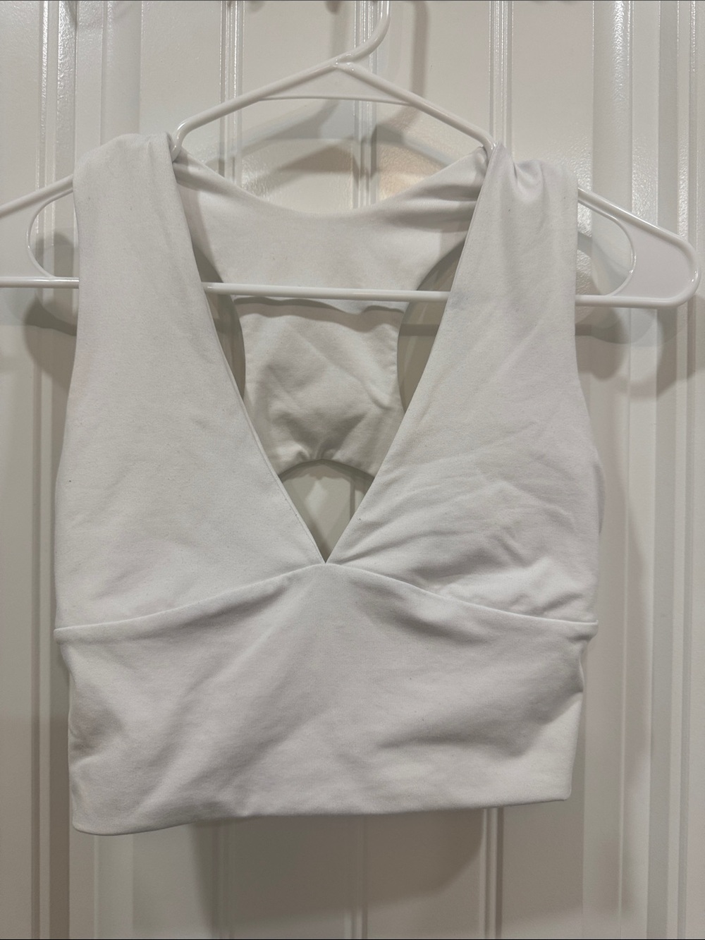 White V-Neck Sleeveless Crop Tank Top